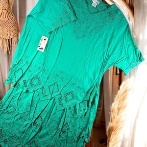 Vintage NEW Bali Emerald 2PC Set Women 2XL Green Eyelet Lace Skirt Top NWT